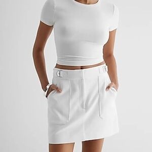 Express Super High Waisted Utility Mini Skirt - White M